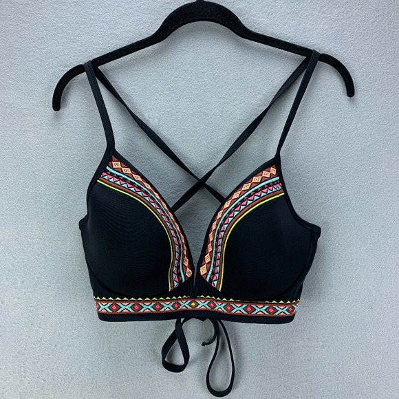 Shade & Shore Other - Shade & Shore Bikini Top 34D Black Embroidered
